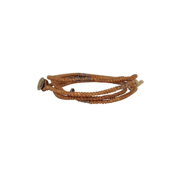 M Cohen Beaded Cord Convertible Wrap Bracelet Brown .925 Gunmetal Gray Necklace - Picture 2 of 6